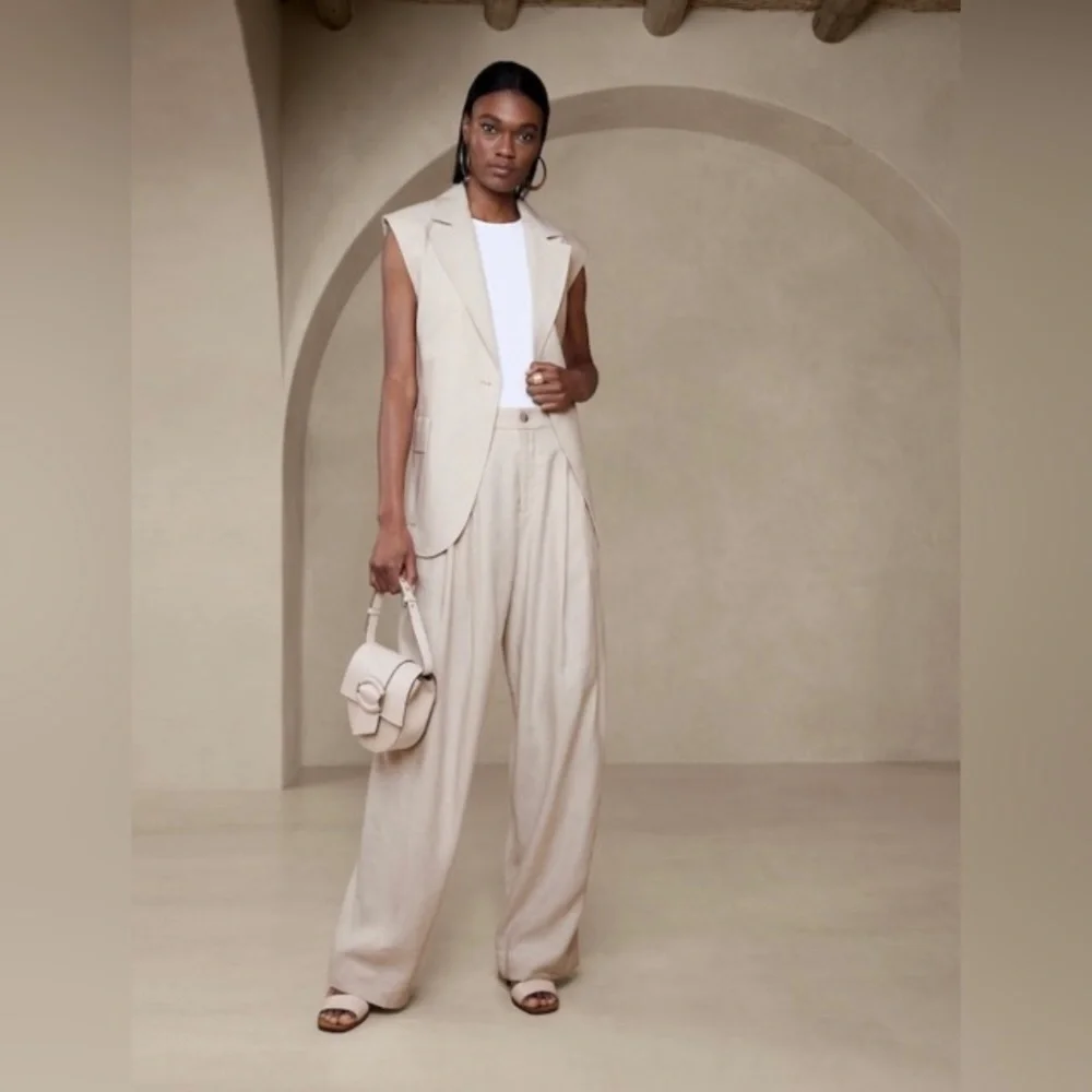 NWT! Banana Republic Lena Wide-Leg Linen-Blend Pant 629205 📀1️⃣2️⃣